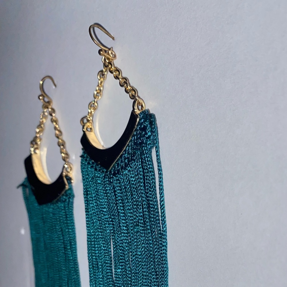 Green and Gold tassel earrings!!!